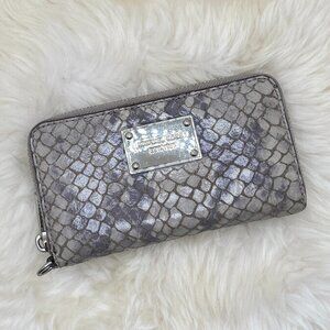 Michael Kors Medium Snakeskin-Style Wallet with Silver Hardware GUC